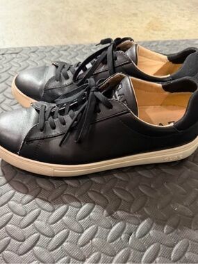 Clae Men’s Black Leather Sneakers with Cream Sole